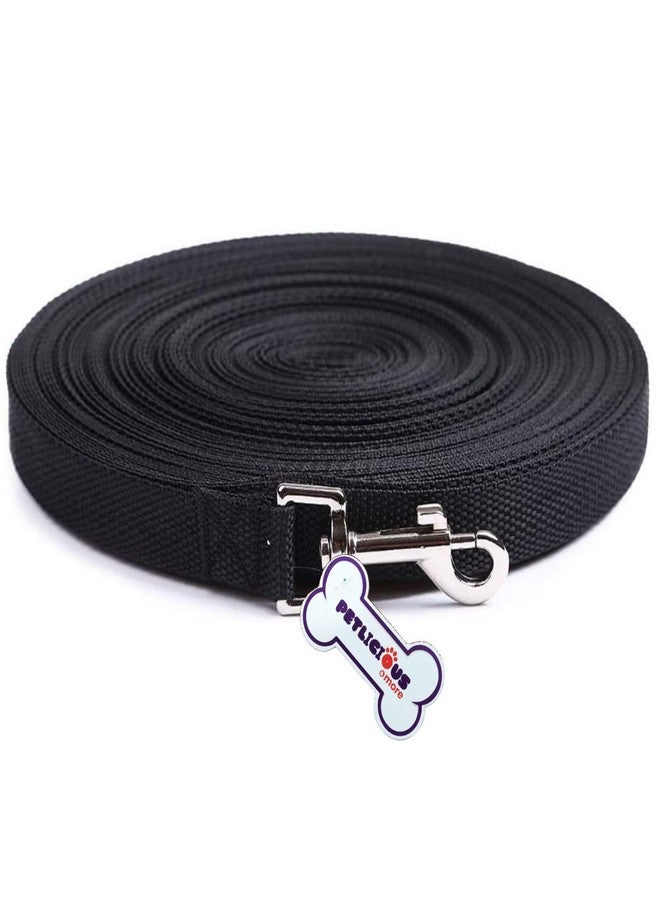 Petlicious & More® Nylon Dog Training Lead Dog Leash Long Leash 20 Ft Long Leash for Dogs Walking Leash (1" Inch Thick x 20 Ft Long) - Black - Image 1